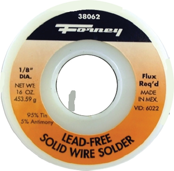Forney 38062 Solder, 16 oz, Solid, Gray, 464 deg F Melting Point [SKU: ORG8912842]