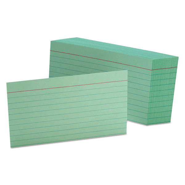 Ruled Index Cards, 3 x 5, Green, 100/Pack [SKU: OXF7321GRE]