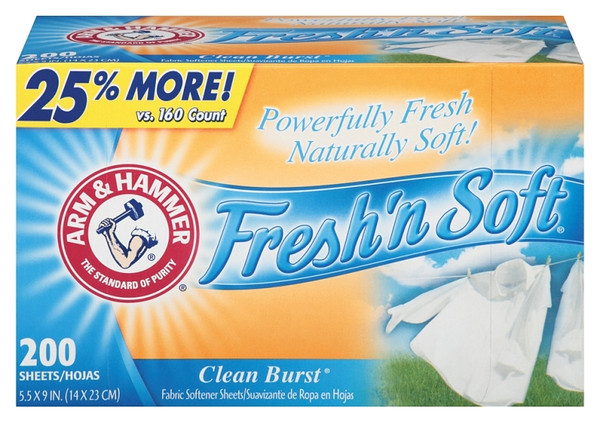 ARM & HAMMER Fresh'n Soft 14997 Dryer Sheet, Clean Burst [SKU: ORG7191943]