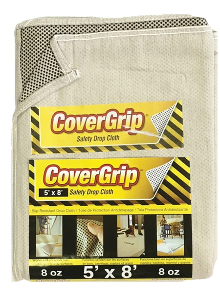 CoverGrip 005808 Drop Cloth, 8 ft L, 5 ft W, Rubber [SKU: ORG8395246]