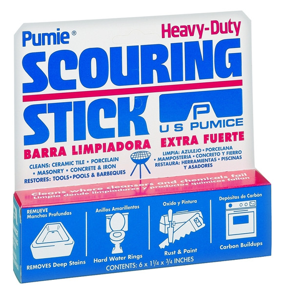 Pumie HDW-12 Scouring Stick, Glass Abrasive, 5-3/4 in L, 1-1/4 in W, Gray [SKU: ORG5438668]
