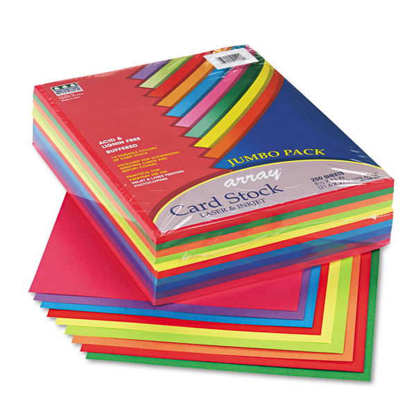 Array Card Stock, 65 lb Cover Weight, 8.5 x 11, Assorted Lively Colors, 250/Pack [SKU: PAC101199]