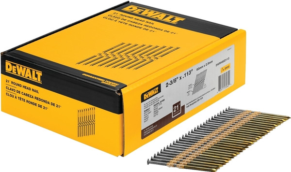 DeWALT DWRHS8D113 Framing Nail, 2-3/8 in L, 9 Gauge, Steel, Bright, Full Round Head, Smooth Shank [SKU: ORG5701248]