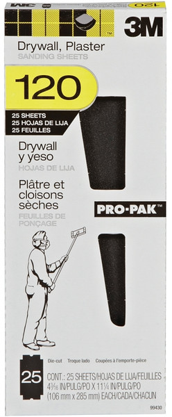 3M 99430 Sandpaper, 11-1/4 in L, 4-3/16 in W, 120 Grit, Fine, Aluminum Oxide Abrasive [SKU: ORG6086631]