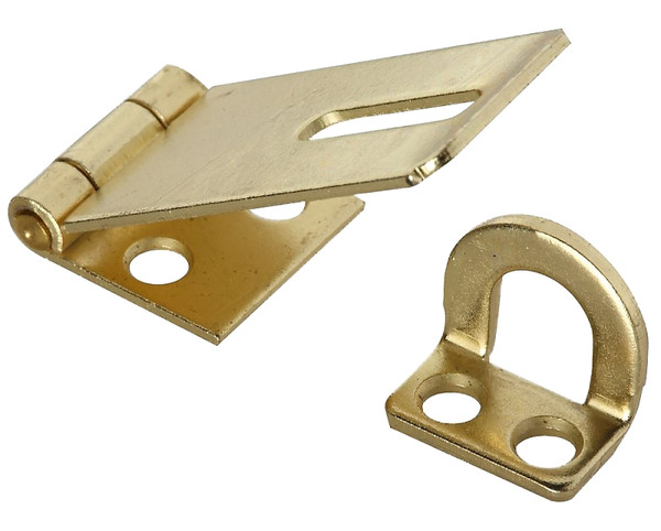 National Hardware V30 Series N102-053 Safety Hasp, 1-3/4 in L, 3/4 in W, Steel, Brass, 0.34 in Dia Shackle [SKU: ORG7153935]