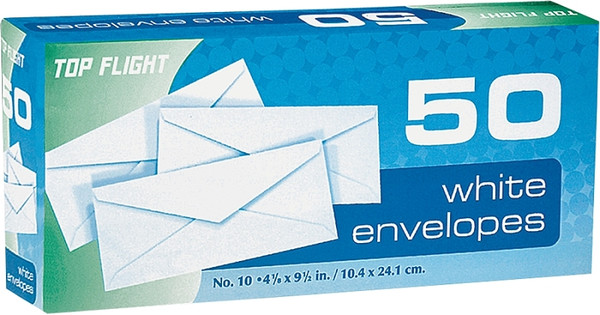 TOP FLIGHT 6900815 Envelope, White [SKU: ORG2542488]