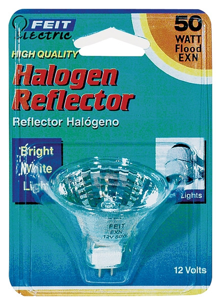 Feit Electric BPEXN Halogen Bulb, 50 W, GU5.3 Lamp Base, MR16 Lamp, 3000 K Color Temp, 3000 hr Average Life [SKU: ORG6050850]