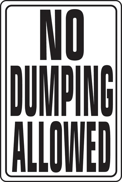 HY-KO HW-4 Parking Sign, Rectangular, NO DUMPING ALLOWED, Black Legend, White Background, Aluminum [SKU: ORG6718746]