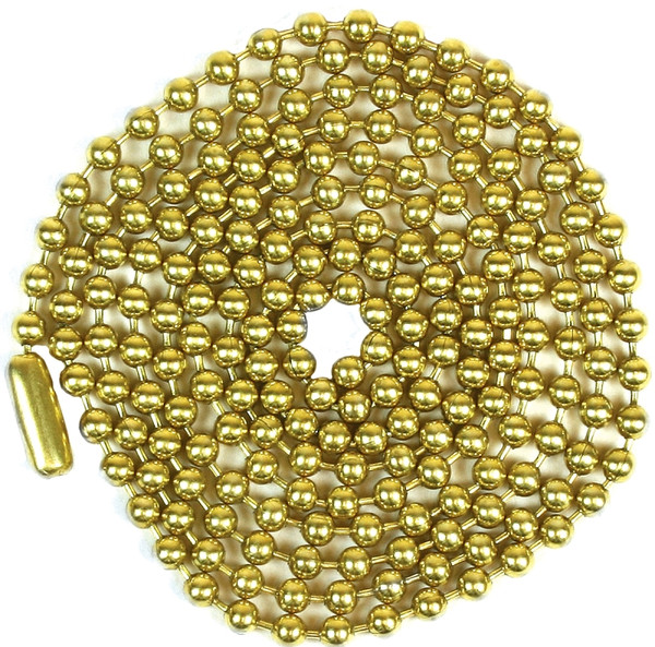 Jandorf 94992 Beaded Chain with Connector, 3 ft L, Steel, Brass [SKU: ORG3403490]