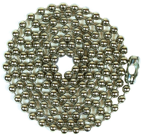 Jandorf 94995 Beaded Chain with Connector, 3 ft L, Brass, Nickel [SKU: ORG3403524]
