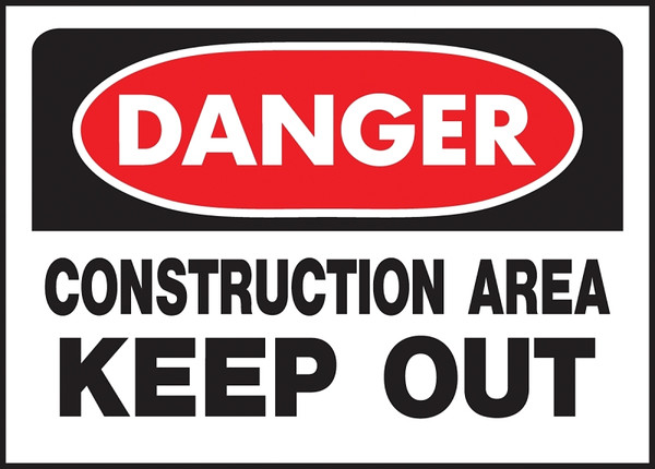 HY-KO 520 Danger Sign, Rectangular, CONSTRUCTION AREA KEEP OUT, Black Legend, White Background, Polyethylene [SKU: ORG6963177]