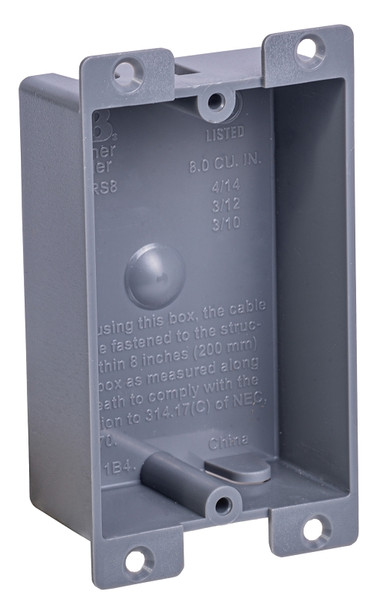 GB BOX-RS8 Switch/Outlet Box, Shallow Outlet, 1-Gang, PVC, Gray, In-Wall Mounting [SKU: ORG0076976]