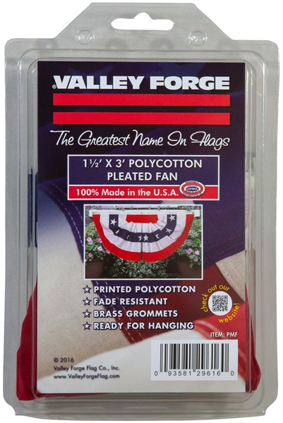 Valley Forge PMF Mini-Fan Flag, 1-1/2 ft W, 3 ft H, Polycotton [SKU: ORG1015759]