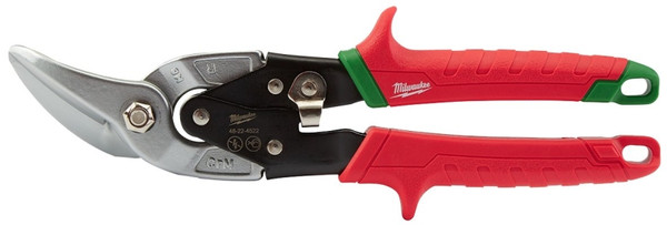 Milwaukee 48-22-4522 Aviation Snip, 10 in OAL, 5 in L Cut, Right Cut, Steel Blade, Ergonomic Handle, Red Handle [SKU: ORG1389436]