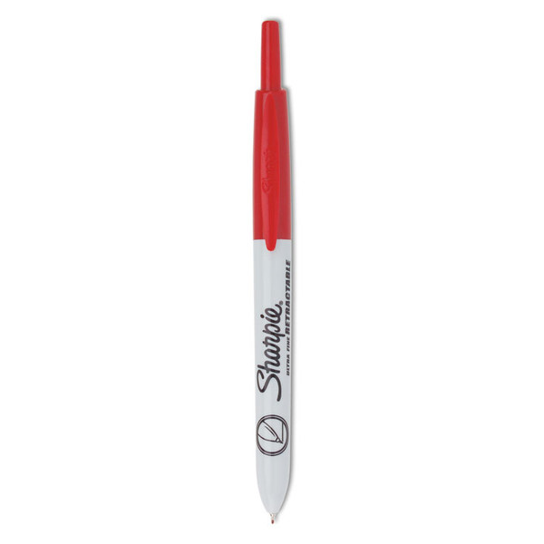 Retractable Permanent Marker, Extra-Fine Needle Tip, Red [SKU: SAN1735791]