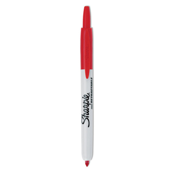 Retractable Permanent Marker, Fine Bullet Tip, Red [SKU: SAN32702]