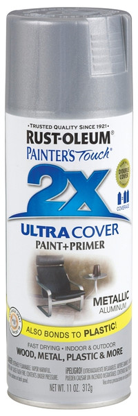 RUST-OLEUM PAINTER'S Touch 249128 Enamel Spray Paint, Satin, Aluminum, 12 oz, Aerosol Can [SKU: ORG3754520]