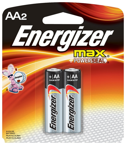Energizer E91 E91BP-2 Battery, 1.5 V Battery, 2850 mAh, AA Battery, Alkaline, Manganese Dioxide, Zinc, Silver [SKU: ORG8117442]