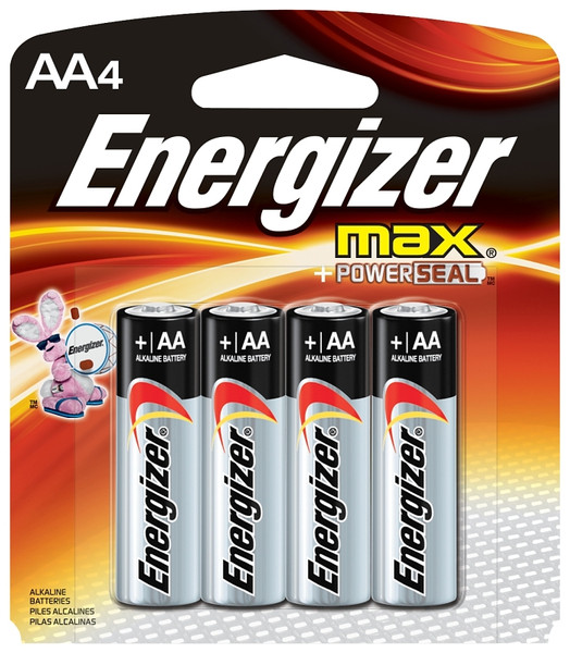 Energizer E91 E91BP-4 Battery, 1.5 V Battery, 2850 mAh, AA Battery, Alkaline, Manganese Dioxide, Zinc, Silver [SKU: ORG8369357]