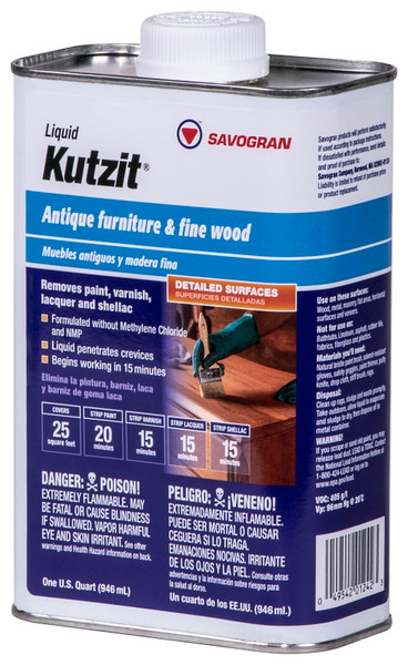 SAVOGRAN Kutzit 01242 Paint/Varnish Remover, Liquid, Aromatic, Blue, 1 qt [SKU: ORG7233182]