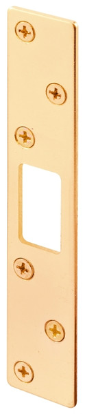 Defender Security U 9535 Deadbolt Strike, 5-7/8 in L, 1-1/8 in W, Steel, Brass [SKU: ORG8179616]