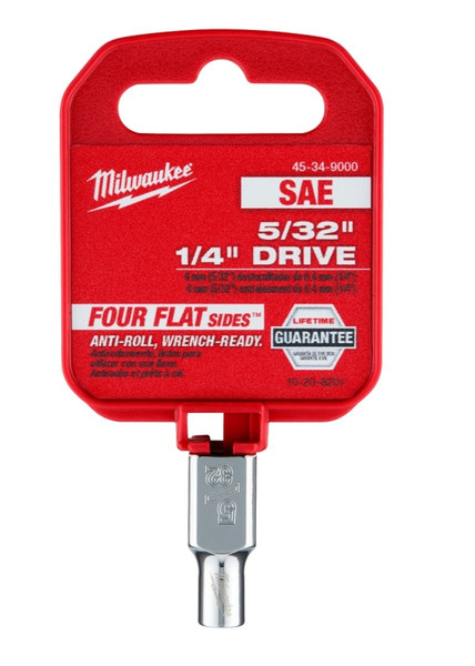 Milwaukee 45-34-9000 Socket, 5/32 in Socket, 1/4 in Drive, 6-Point, Chrome Vanadium Steel, Chrome [SKU: ORG1386614]