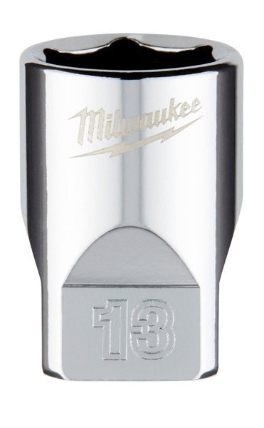 Milwaukee 45-34-9039 Socket, 13 mm Socket, 1/4 in Drive, 6-Point, Chrome Vanadium Steel, Chrome [SKU: ORG1387042]