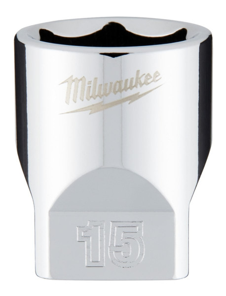 Milwaukee 45-34-9041 Socket, 15 mm Socket, 1/4 in Drive, 6-Point, Chrome Vanadium Steel, Chrome [SKU: ORG1387141]
