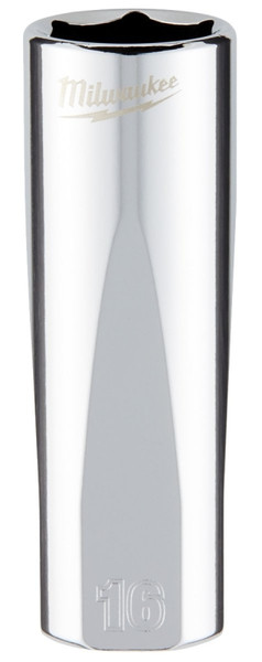 Milwaukee 45-34-9095 Socket, 16 mm Socket, 3/8 in Drive, 6-Point, Chrome Vanadium Steel, Chrome [SKU: ORG1387653]
