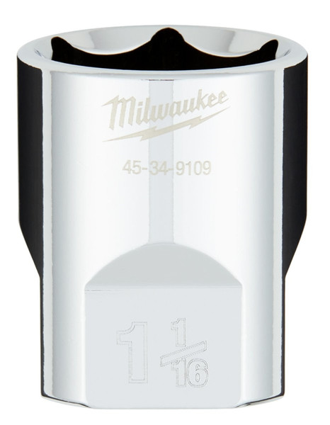 Milwaukee 45-34-9109 Socket, 1-1/16 in Socket, 1/2 in Drive, 6-Point, Chrome Vanadium Steel, Chrome [SKU: ORG1388313]
