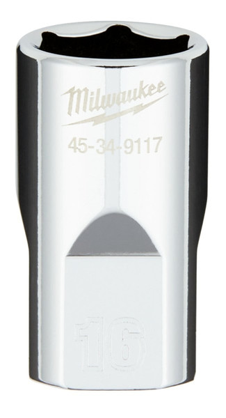 Milwaukee 45-34-9117 Socket, 16 mm Socket, 1/2 in Drive, 6-Point, Chrome Vanadium Steel, Chrome [SKU: ORG1388420]