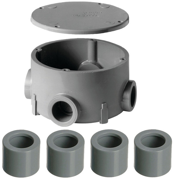 Carlon E970CDE-CTN Junction Box, 4 -Knockout, 1/2 in Knockout, PVC, Ceiling, Wall Mounting [SKU: ORG2631711]