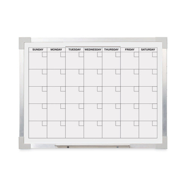 Framed Calendar Dry Erase Board, 24 x 18, White, Silver Aluminum Frame [SKU: FLP17302]
