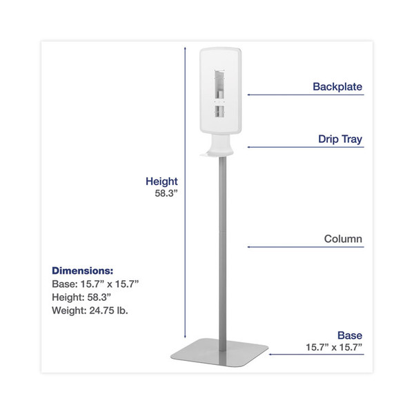 FIT Touch Free Dispenser Floor Stand, 15.7 x 15.7 x 58.3, White [SKU: DIA09495EA]