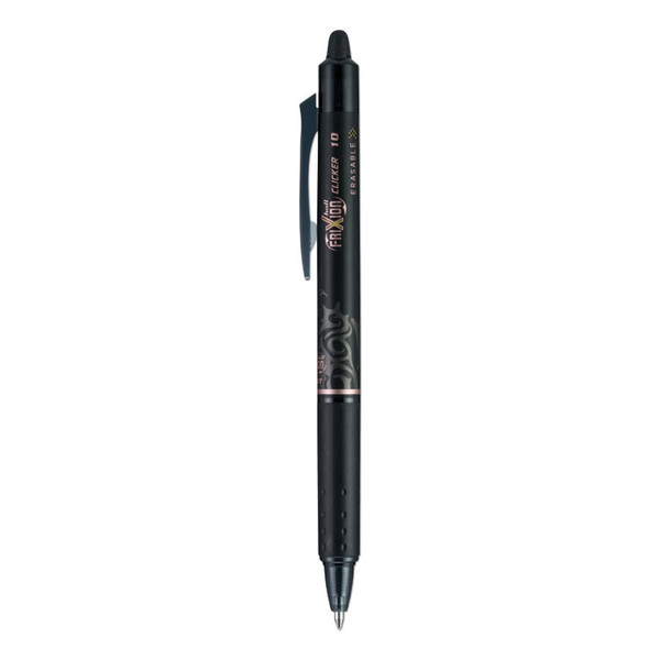 FriXion Clicker Erasable Gel Pen, Retractable, Bold 1 mm, Black Ink, Black Barrel, Dozen [SKU: PIL11384]