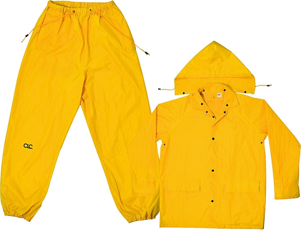 CLC R102M Rain Suit, M, 170T Polyester, Yellow, Detachable Collar [SKU: ORG3558996]
