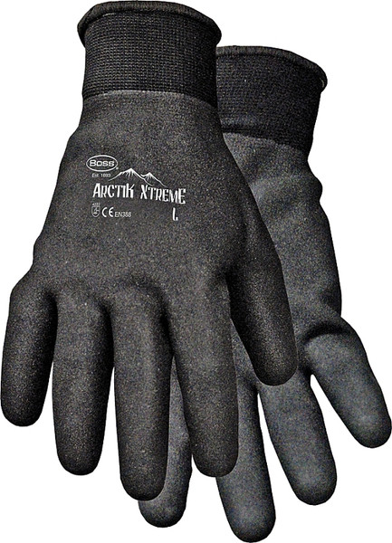 BOSS ARCTIK XTREME 7841L Protective Gloves, Unisex, L, Knit Wrist Cuff, Nitrile Coating, Nylon Glove, Black [SKU: ORG3980174]