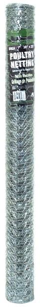 Jackson Wire 12 01 19 16 Poultry Hex Netting, 25 ft L, 36 in W, 20 Gauge, Hexagonal Mesh, 1 in Mesh, Galvanized [SKU: ORG6490908]
