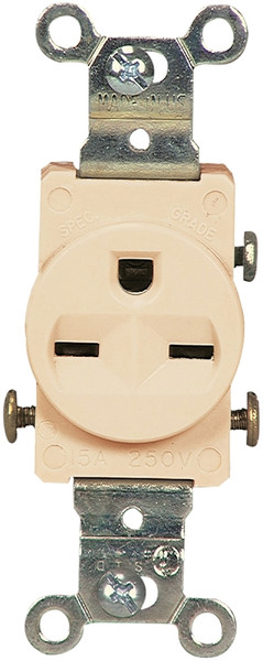 Eaton Wiring Devices 816V-BOX Single Receptacle, 2 -Pole, 250 V, 15 A, Side Wiring, NEMA: NEMA 6-15R, Ivory [SKU: ORG4170171]
