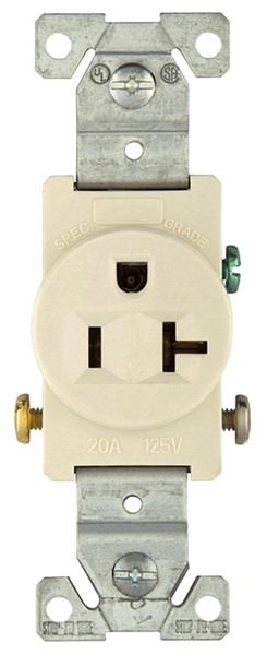 Eaton Wiring Devices 1877LA Single Receptacle, 2 -Pole, 125 VAC, 20 A, Side Wiring, NEMA: NEMA 5-20R, Light Almond [SKU: ORG4250023]