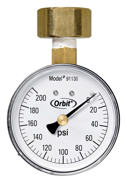 Orbit 91130 Pressure Gauge, 3/4 in Connection, FHT, 200 psi [SKU: ORG7373079]
