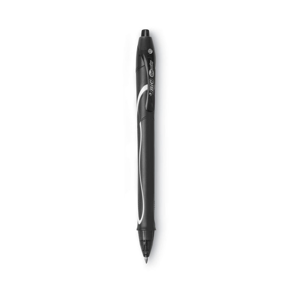 Gel-ocity Quick Dry Gel Pen, Retractable, Medium 0.7 mm, Black Ink, Black Barrel, Dozen [SKU: BICRGLCG11BK]
