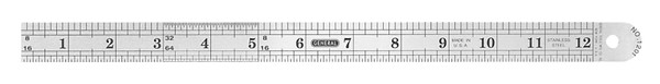 GENERAL 1201ME Precision Measuring Ruler, SAE/Metric Graduation, Stainless Steel, Black, 7/8 in W [SKU: ORG2896140]