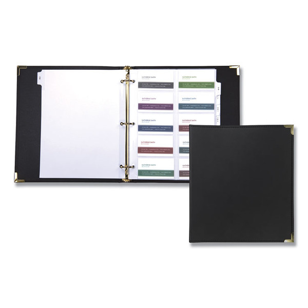 Classic Vinyl Business Card Binder, Holds 200 2 x 2.5 Cards, 10.25 x 11.13, Ebony [SKU: SAM81080]