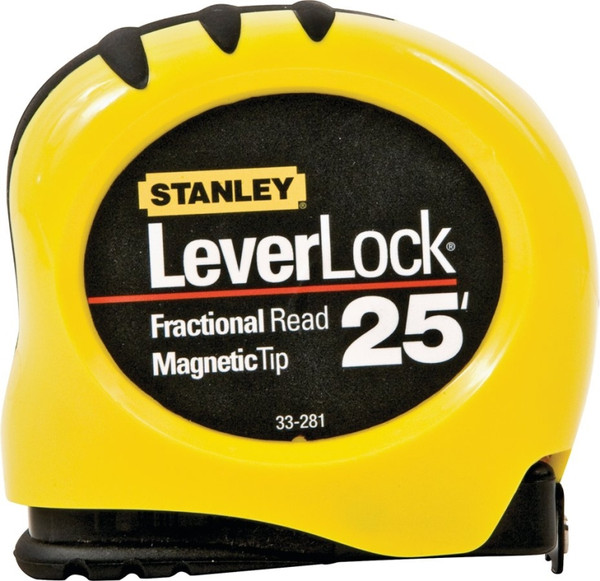 STANLEY STHT33281L Tape Measure, 25 ft L Blade, 1 in W Blade, Steel Blade, ABS Case, Black/Yellow Case [SKU: ORG1543925]