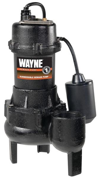 WAYNE RPP50/SEL50 Sewage Pump, 1-Phase, 15 A, 115 V, 0.5 hp, 2 in Outlet, 20 ft Max Head, 10,000 gph, Iron [SKU: ORG4089678]