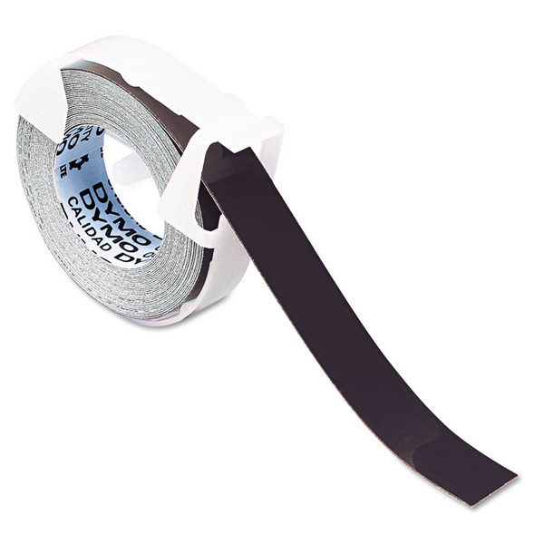 Self-Adhesive Glossy Labeling Tape for Embossers, 0.37" x 9.8 ft Roll, Black [SKU: DYM520109]