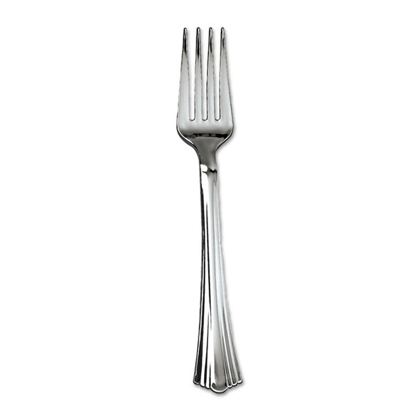 Heavyweight Plastic Forks, Reflections Design, Silver, 600/Carton [SKU: WNA610155]