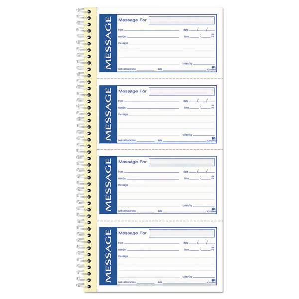 Write 'n Stick Phone Message Book, Two-Part Carbonless, 4.75 x 2.75, 4 Forms/Sheet, 200 Forms Total [SKU: ABFSC1153WS]
