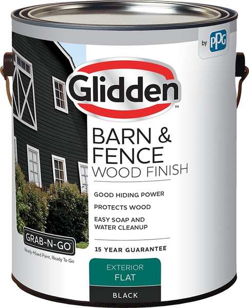 Glidden GRAB-N-GO GLBFEX10BL-1 Barn and Fence Finish, Flat, Black, Liquid, 1 gal [SKU: ORG5484928]